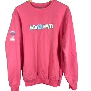 Ben & Jerry's Crew Team Herd Sweatshirt Small Pink Graphic Logo Pullover